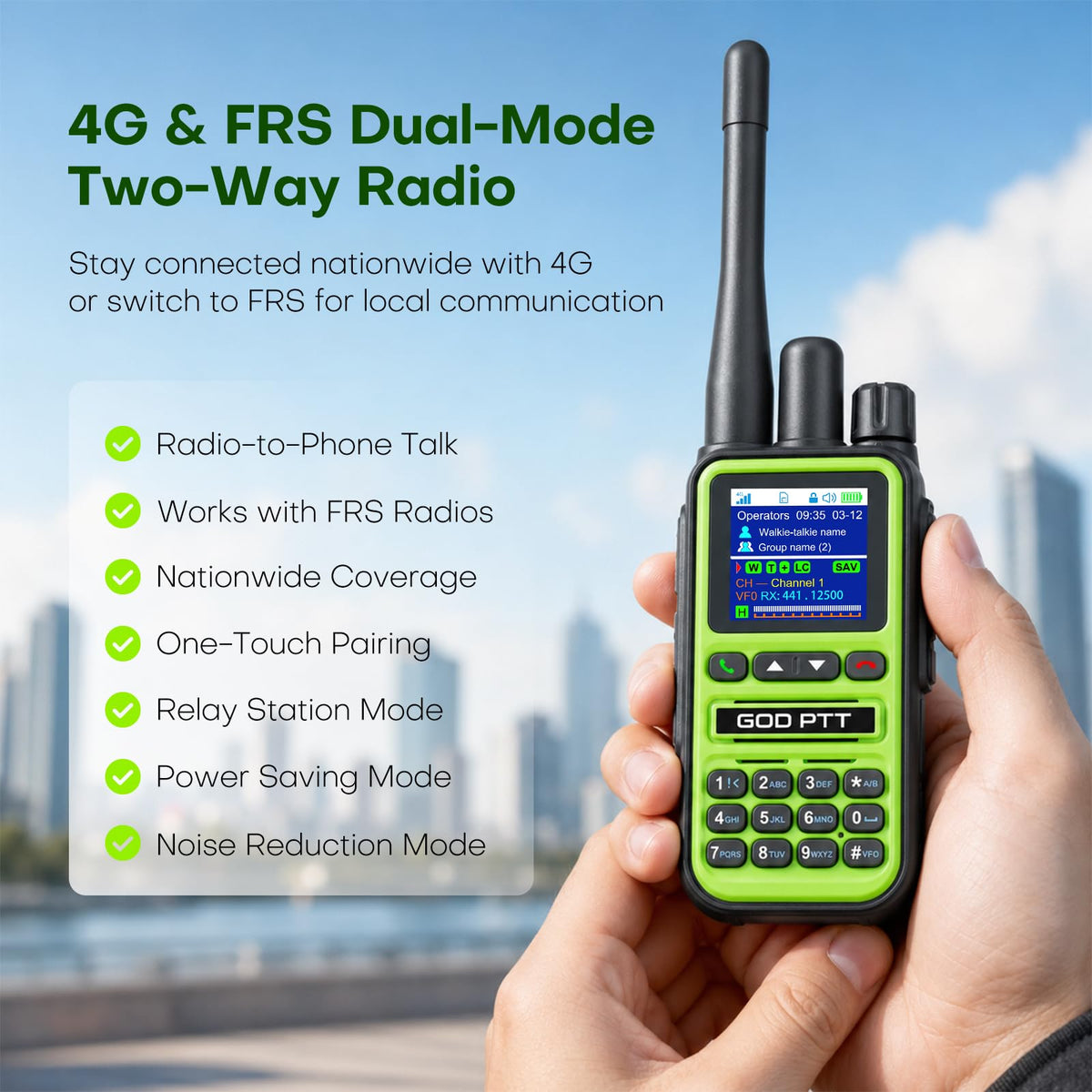 PoC+FRS Dual Mode 4G LTE Long Range Walkie Talkies, Blackï¼2-Pack