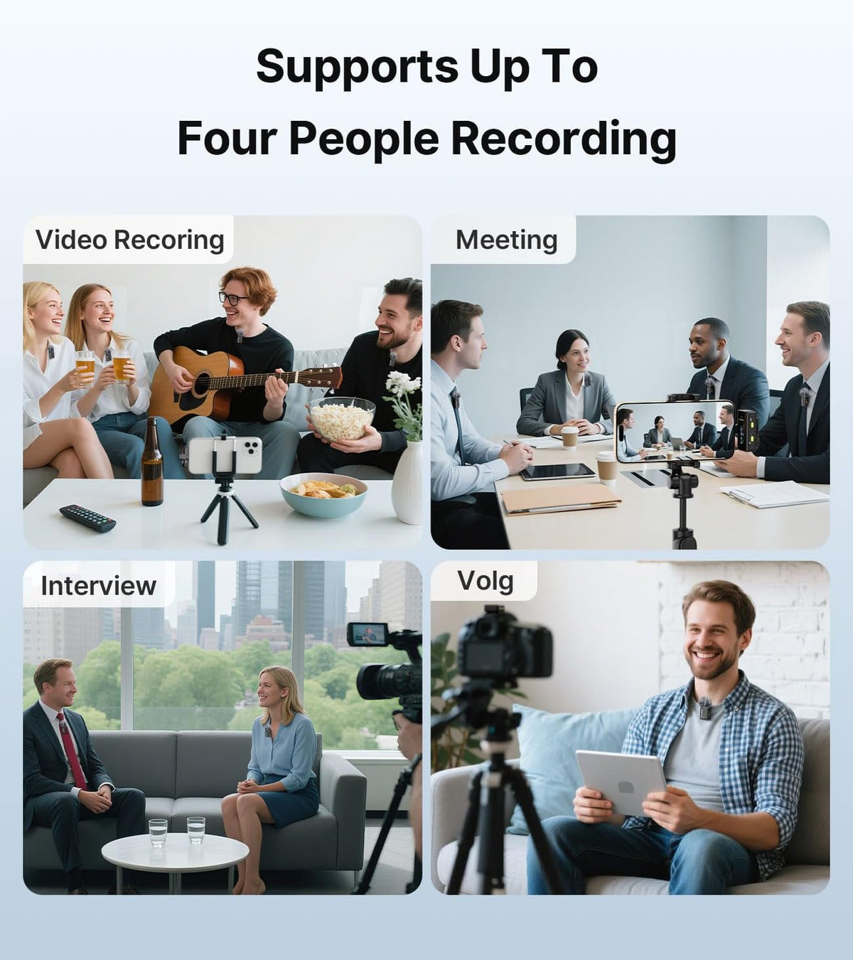 FULAIM X6 Pro Wireless Lavalier Microphones with 4 Transmitter