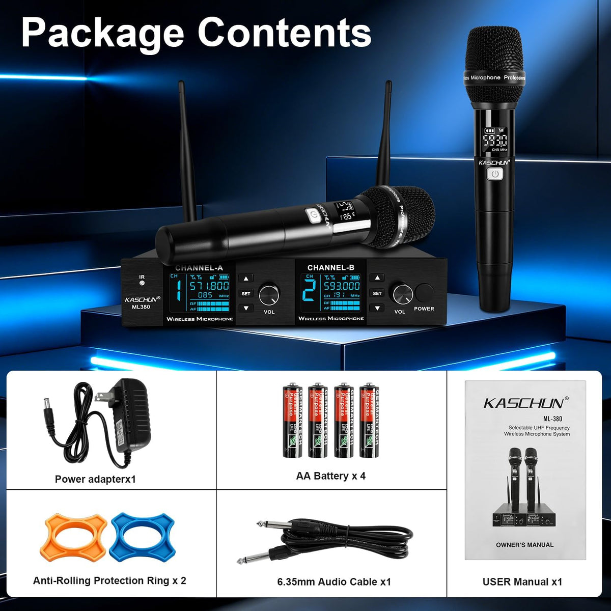 Dual UHF Auto Scan Handheld Wireless Microphone System