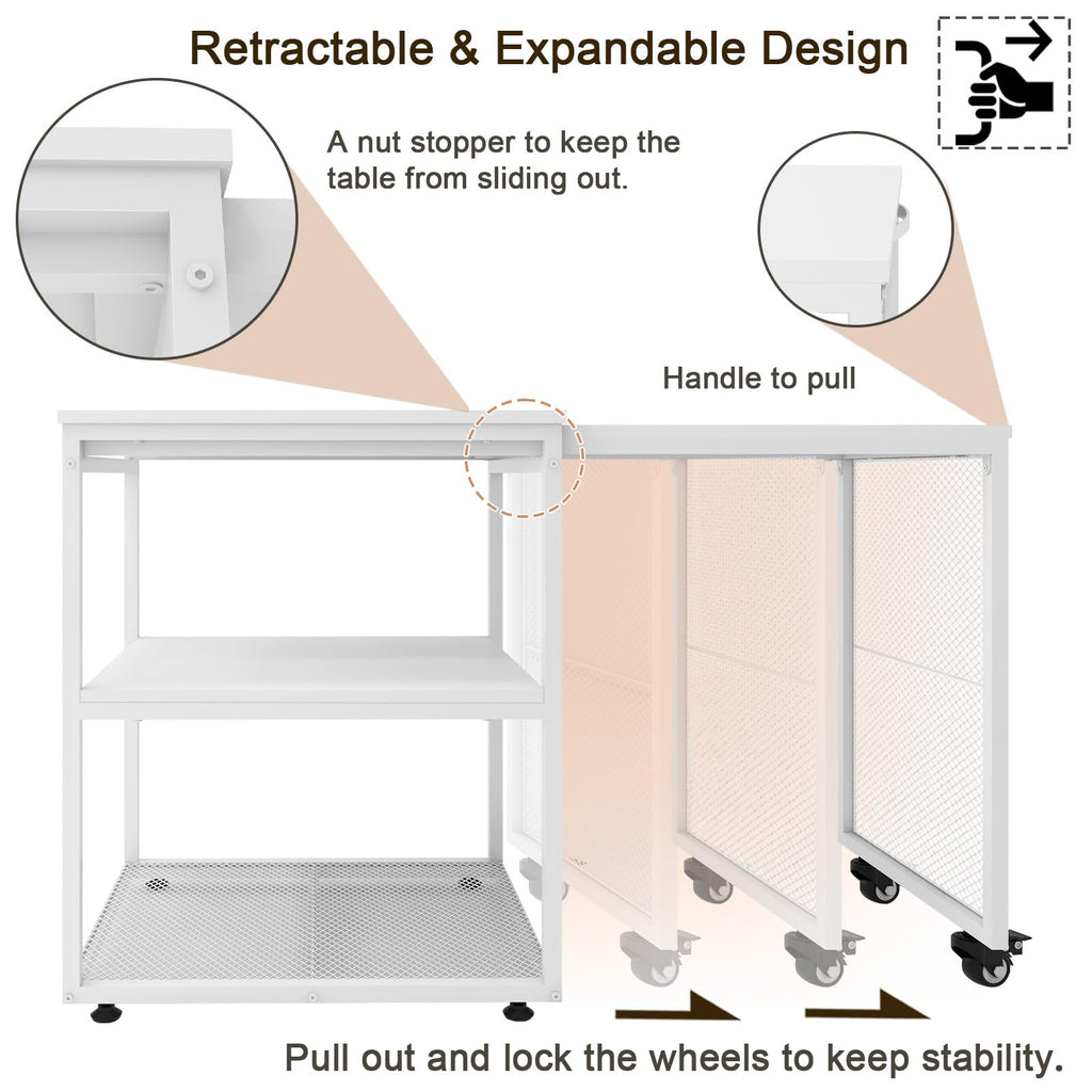 Natwind 24''x20'' Large Printer Stand,Extendable Home Craft Table,Retro