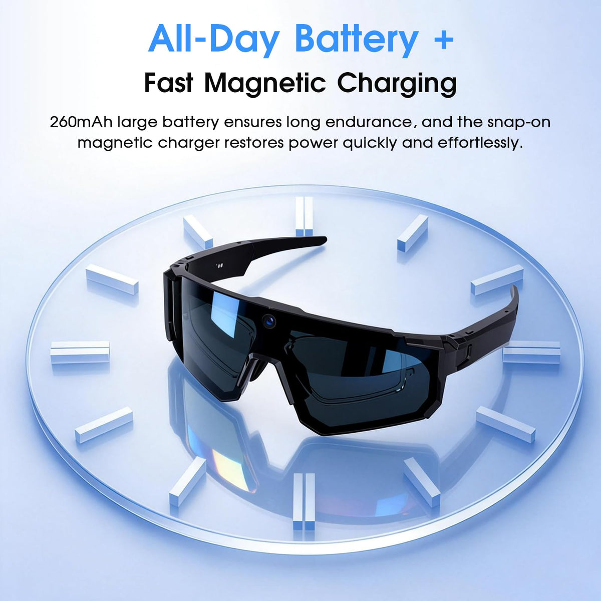 AI Smart Glasses with Camera for Cycling & Outdoor Sports - Blue
