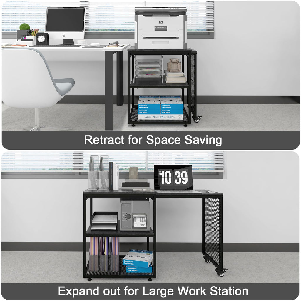 Natwind 24''x20'' Large Printer Stand,Extendable Home Craft Table,Retro