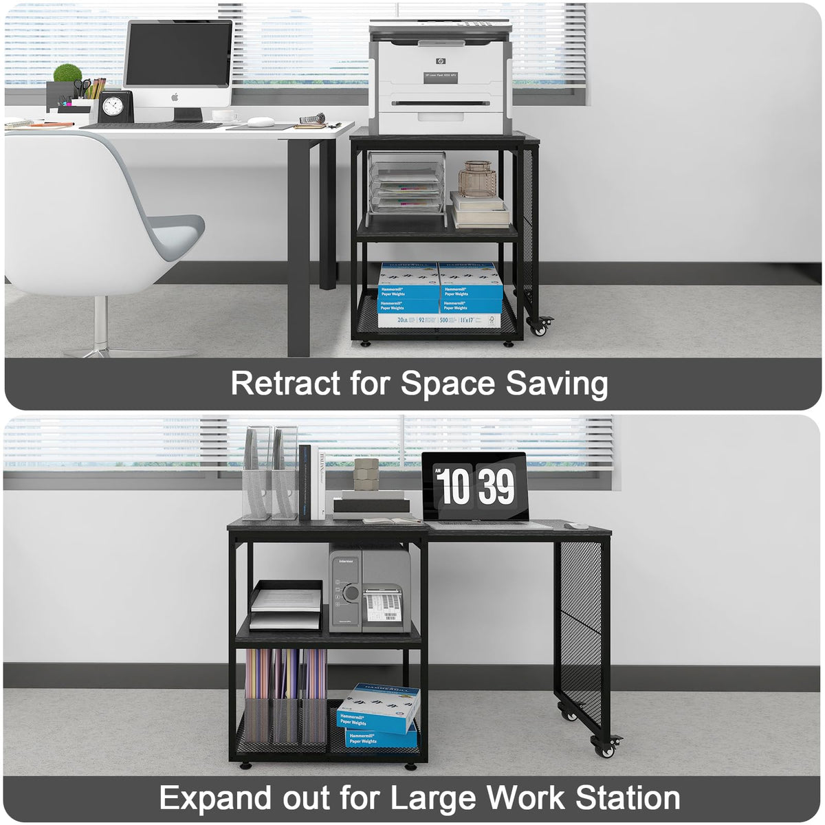 Natwind 24''x20'' Large Printer Stand,Extendable Home Craft Table,Retro