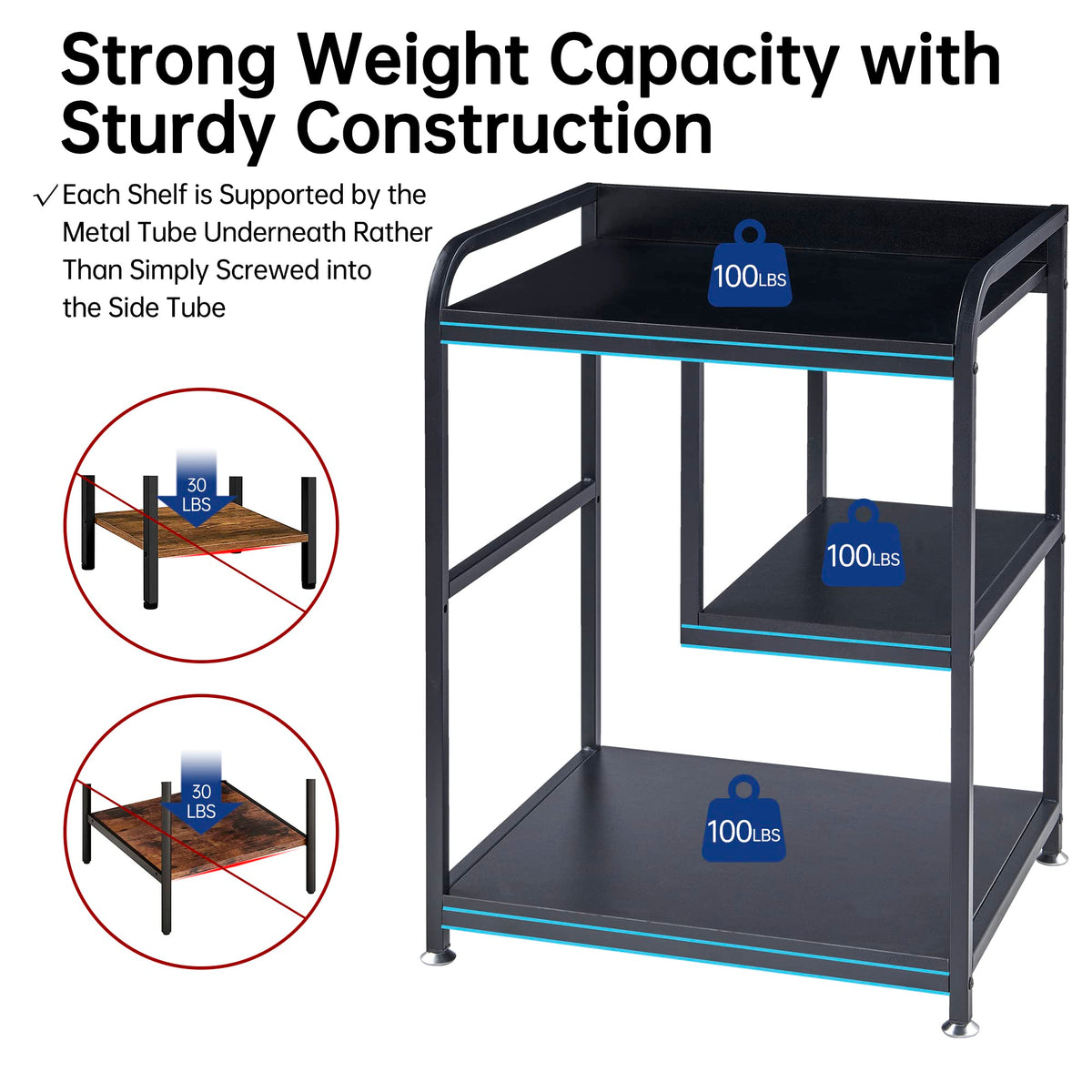 Fannova Large Printer Stand with PC Tower Shelf for Home Office Storage