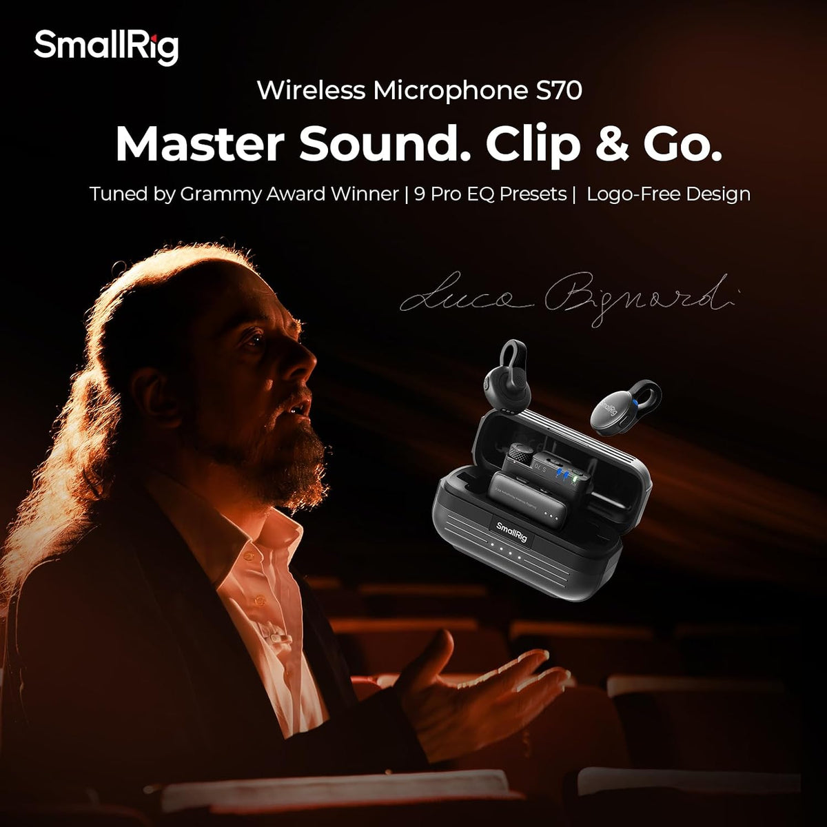 SmallRig S70 Wireless Mic (2 TX + 2 RX + Charging Case) - Black