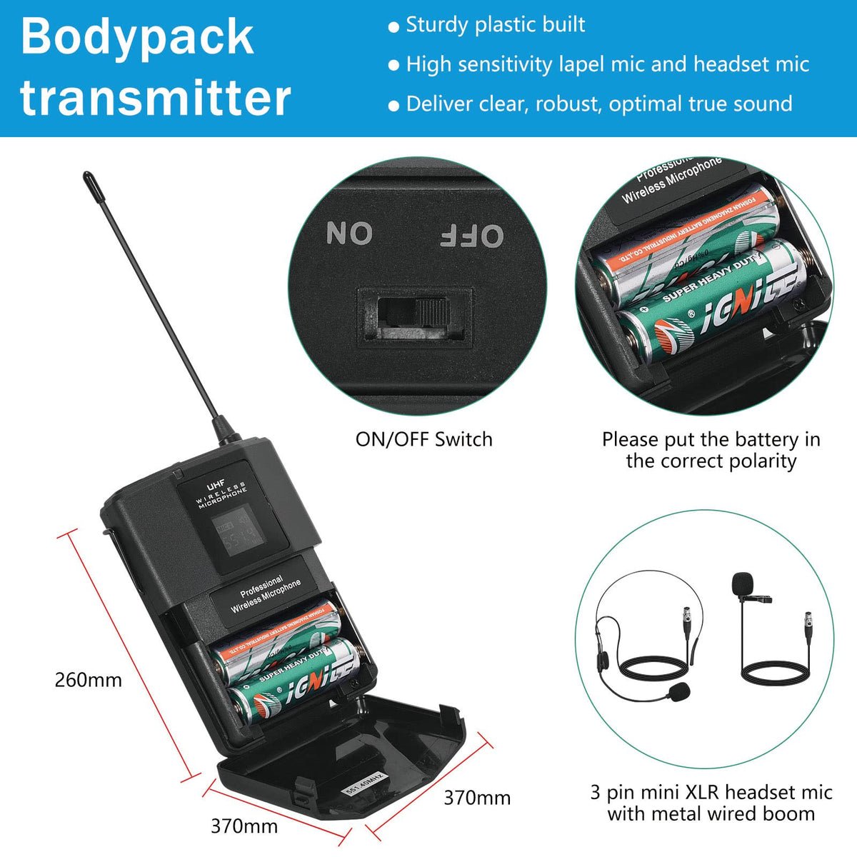 MicrocKing 4 Channel UHF Wireless Microphone System, 4 Handheld Wireless Microphones with Receiver, 400ft Long Range, Professional Dynamic Mic Set for Church, Conference, Wedding, Karaoke and Speech