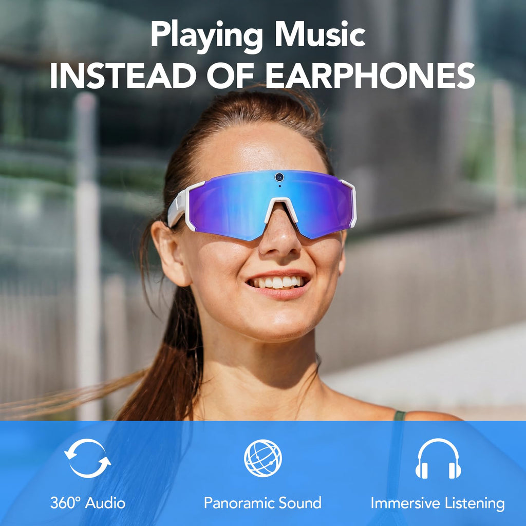 Sporty AI Bluetooth Smart Glasses with Camera for Cycling & Hiking Unisex