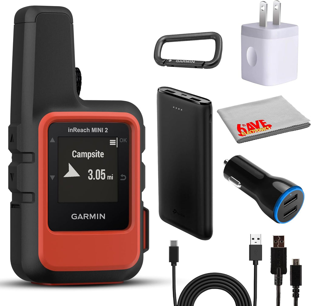 Garmin inReach Mini 2 Satellite Communicator (Flame Red) Bundle