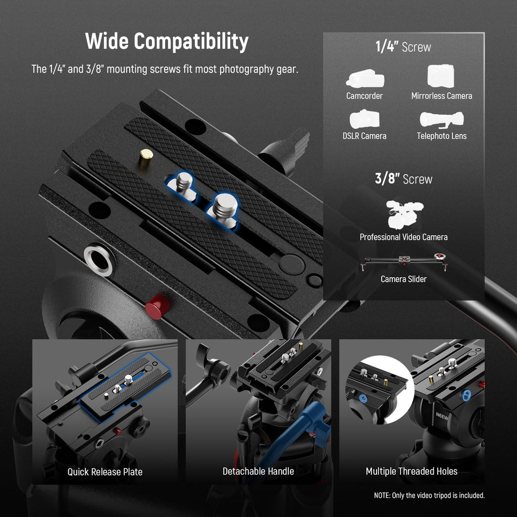 NEEWER 79"/200cm Video Tripod, Heavy Duty Aluminum Alloy Camera Tripod