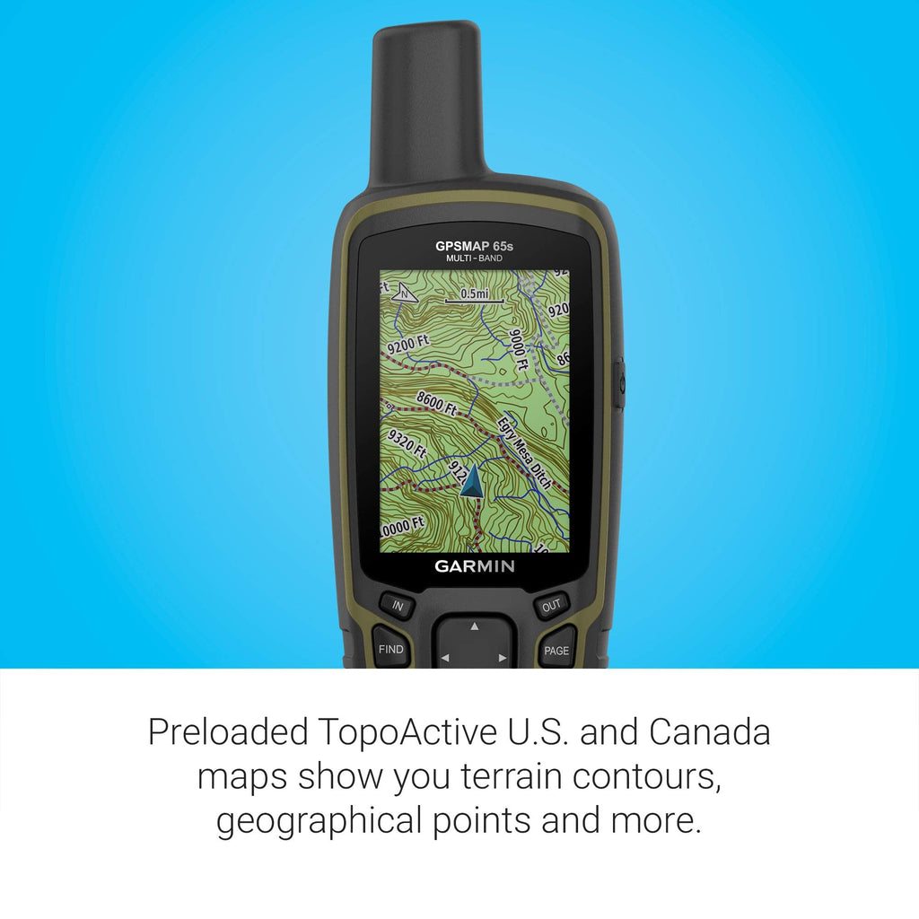 Garmin GPSMAP 65, Button-Operated Handheld with Expanded Satellite Support and Multi-Band Technology, 2.6" Color Display, 010-02451-00