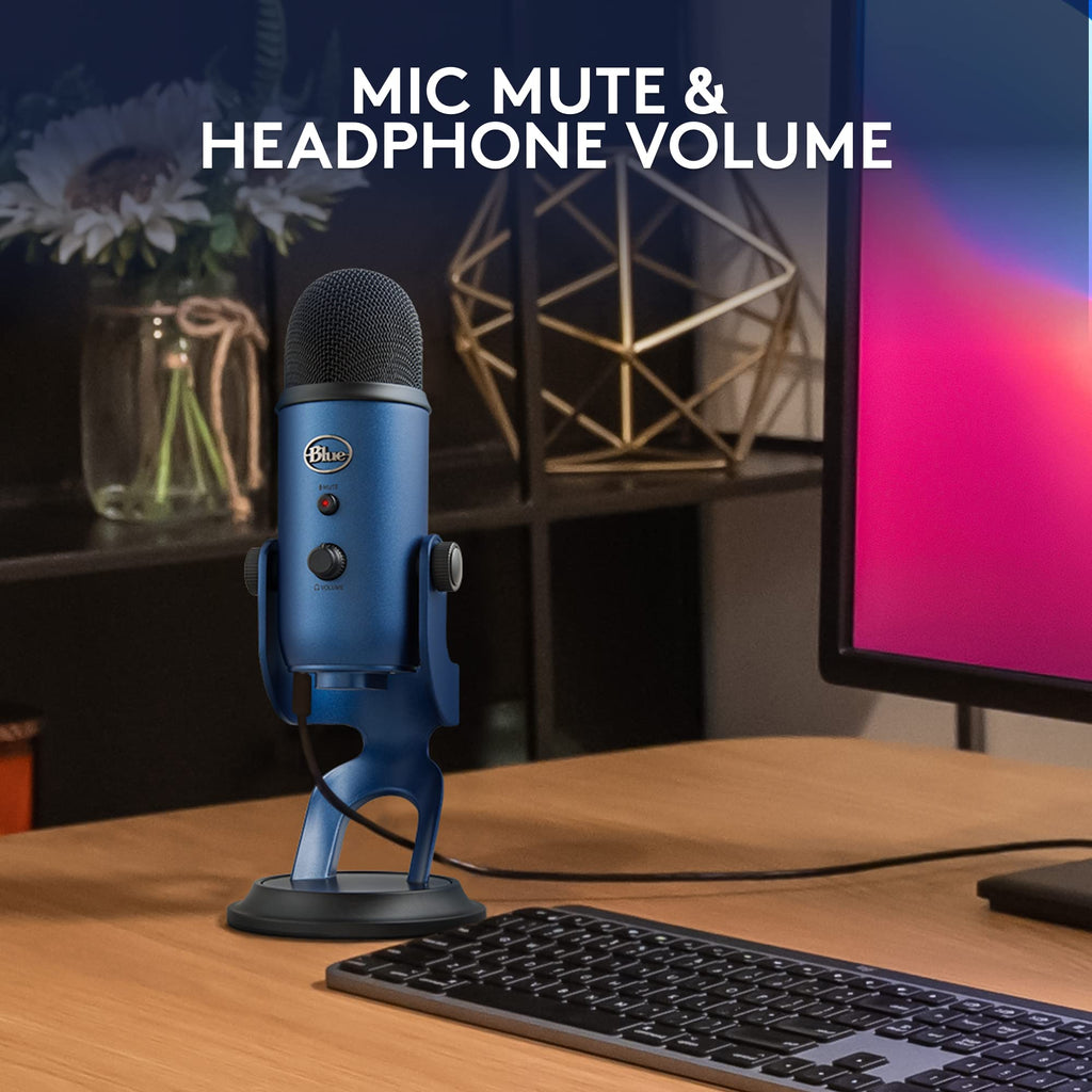 Logitech Creators Blue Yeti USB Microphone for PC, Mac, Gaming, Recording, Streaming, Podcasting, Studio and Computer Condenser Mic with Blue VO!CE Effects, 4 Pickup Patterns, Plug and Play - Silver
