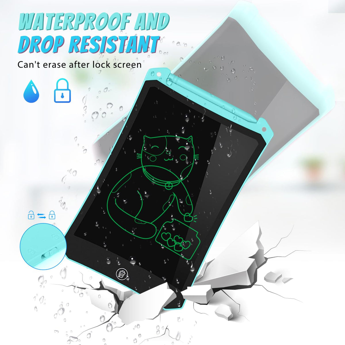 LCD Writing Tablet Colorful 10 Inch Electronic Graphics Doodle Board eWriter Drawing Pad with Memory Lock Kids & Adults Home School Office Handwriting Tablet Gifts(Blue)