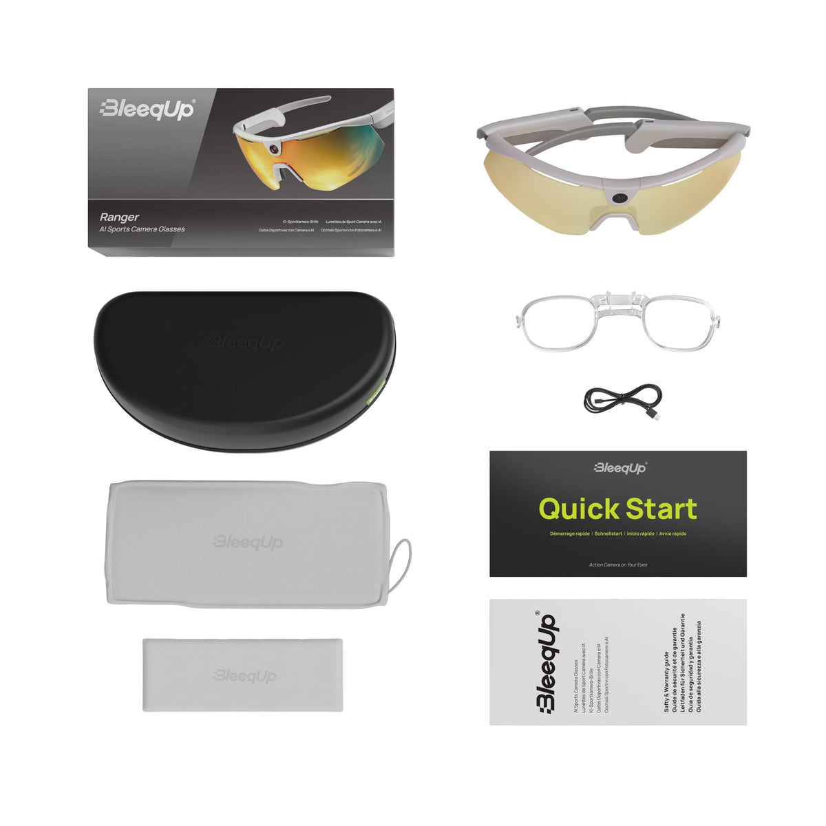 Ranger Smart AI Camera Glasses with ZEISS Lens, 120Â°FOV Recording, Black