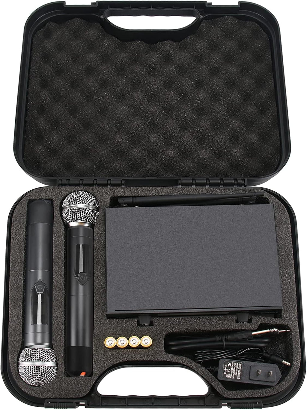 Wireless Microphone System with case, Metal UHF Dual Handheld 20 Channels Professional Cordless Mic System for Church, DJ, Karaoke,Wedding, Home KTV Set (Green)
