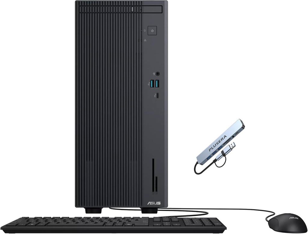 ASUS V500 Mini Tower 15L Desktop, 10-Core Intel Core i7-13620H Processor, 16GB RAM 512GB SSD, Windows 11 Home, Wired Keyboard & Mouse with PLUSERA 8-in-1 Hub, Gray