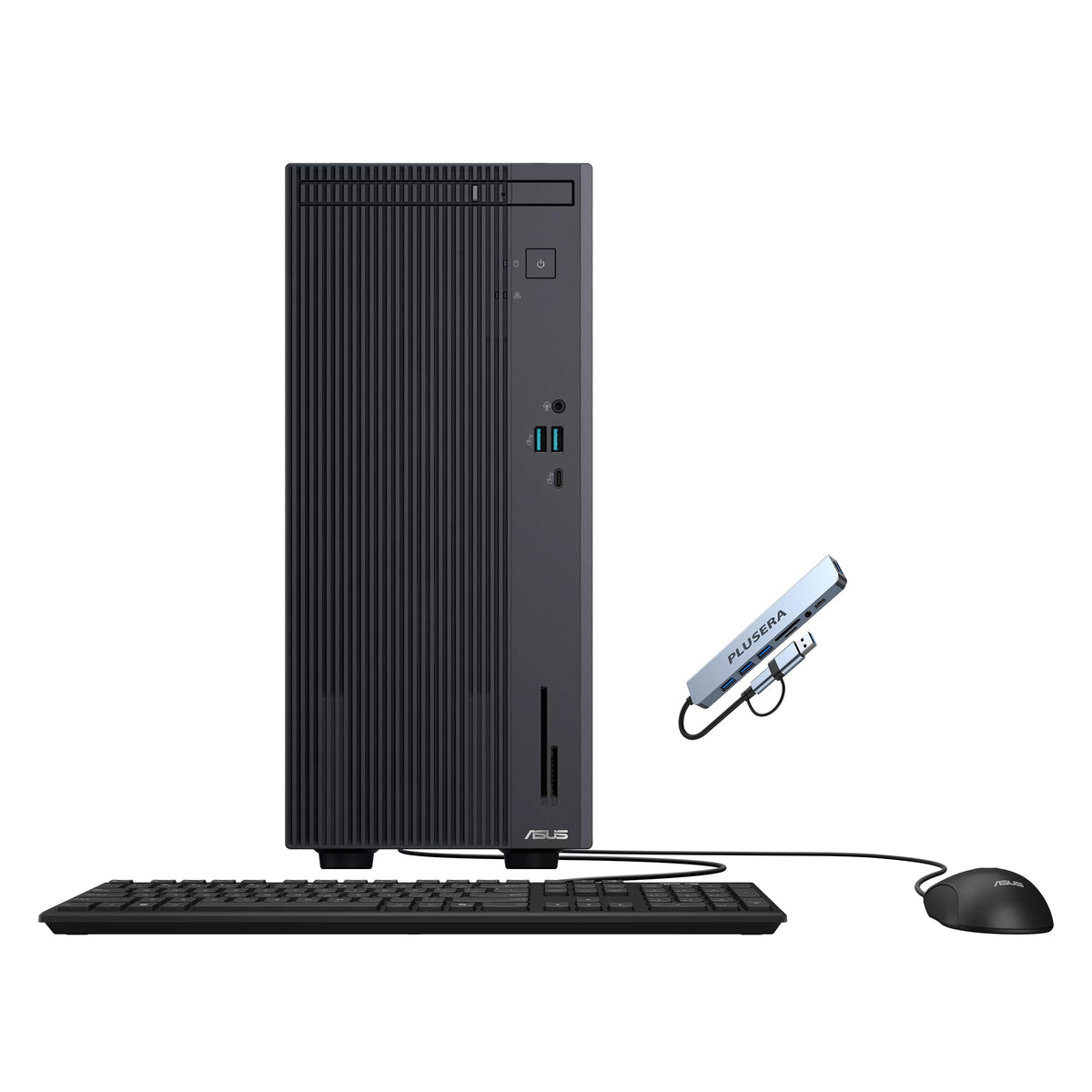 ASUS V500 Mini Tower 15L Desktop, 10-Core Intel Core i7-13620H Processor, 16GB RAM 512GB SSD, Windows 11 Home, Wired Keyboard & Mouse with PLUSERA 8-in-1 Hub, Gray