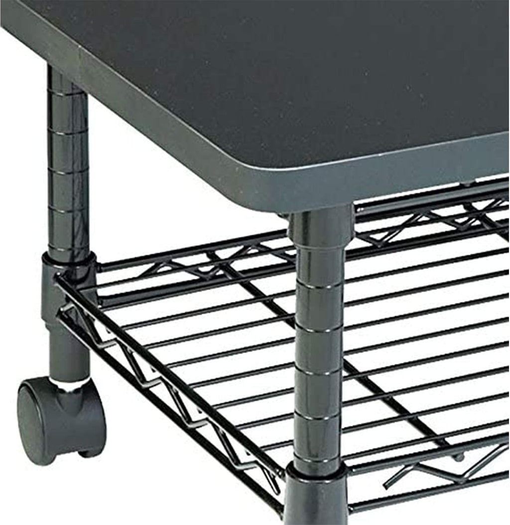 Safco Onyx Rolling Cart Printer Stand, Under-Desk Mobile Utility Table for Home Office with Steel Shelf, Black