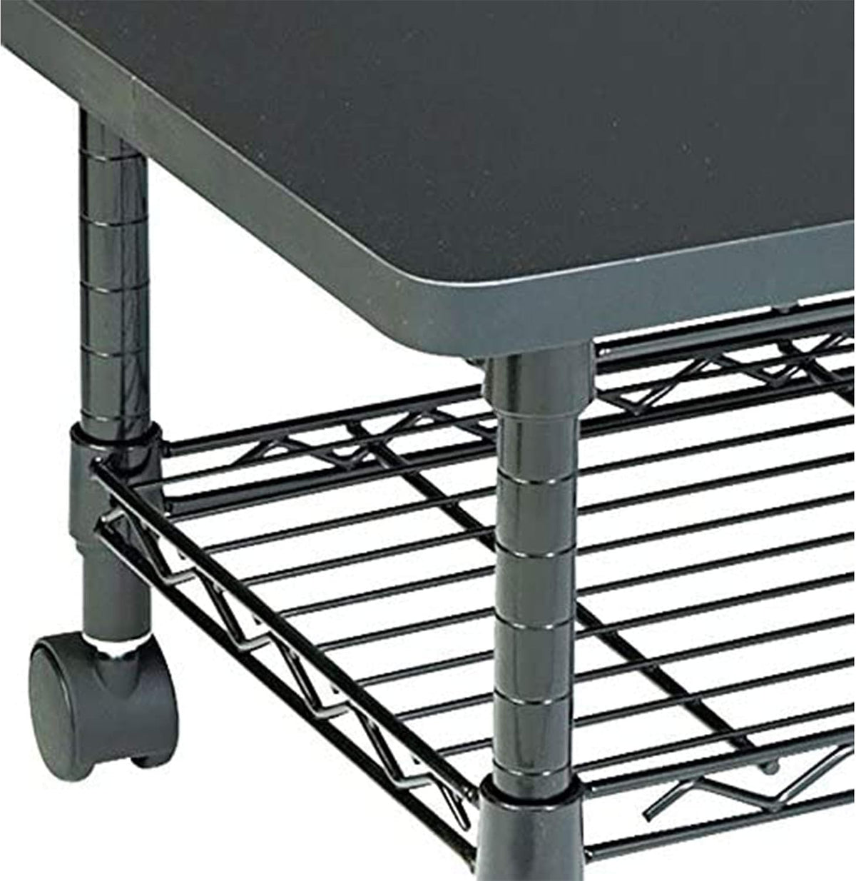 Safco Onyx Rolling Cart Printer Stand, Under-Desk Mobile Utility Table for Home Office with Steel Shelf, Black