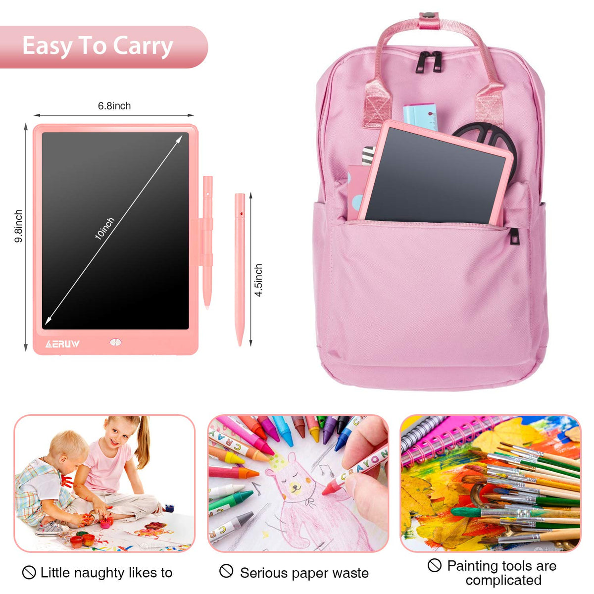 LCD Writing Tablet Colorful 10 Inch Electronic Graphics Doodle Board eWriter Drawing Pad with Memory Lock Kids & Adults Home School Office Handwriting Tablet Gifts(Blue)