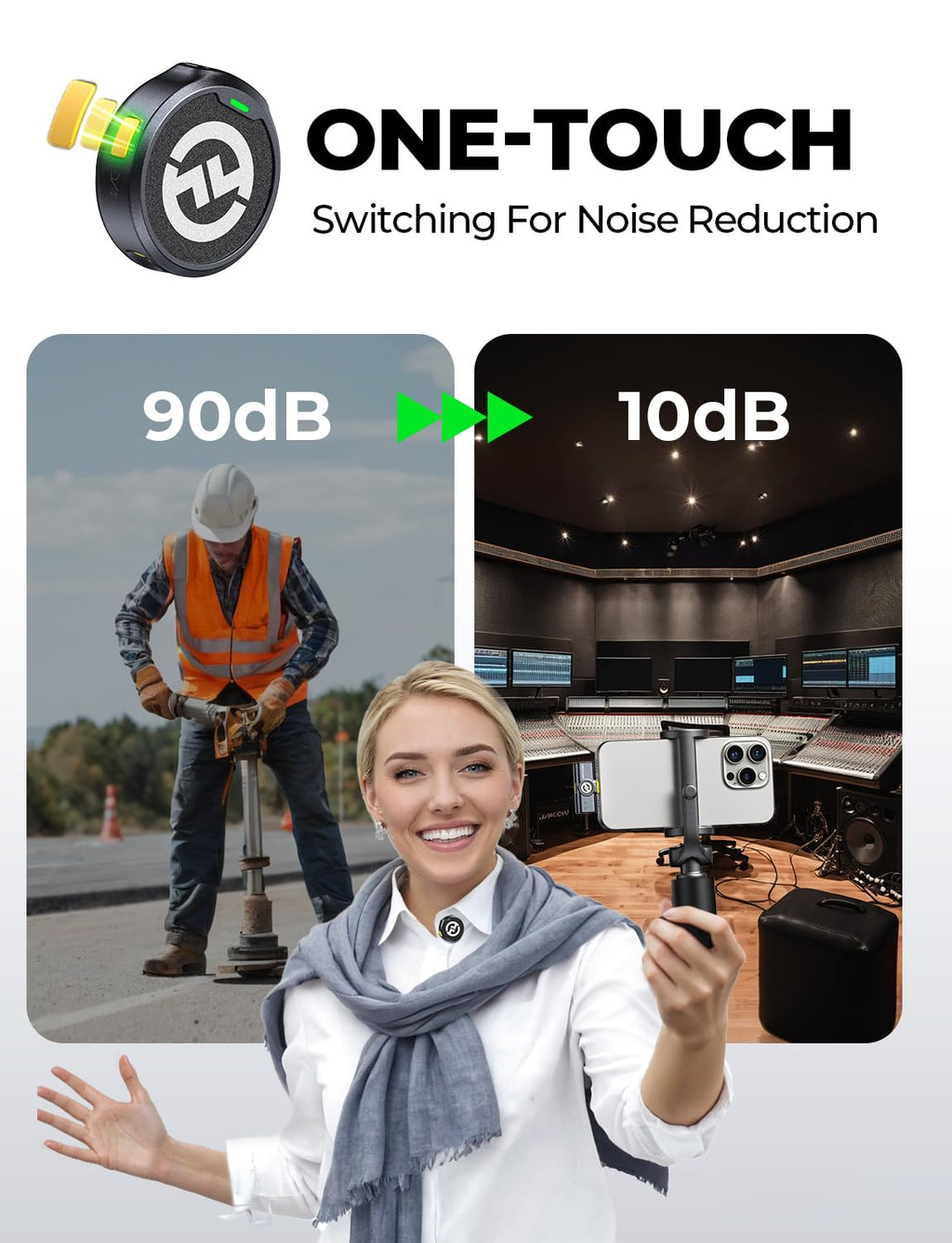 Hollyland Lark M2 Wireless Microphone for iPhone/Camera/Android/PC, 48kHz/24-bit High Fidelity Audio, 300m Range, Noise Cancelling, 40h Use, YouTube, Vlog, Streaming (Black, with Camera RX + USB-C RX)