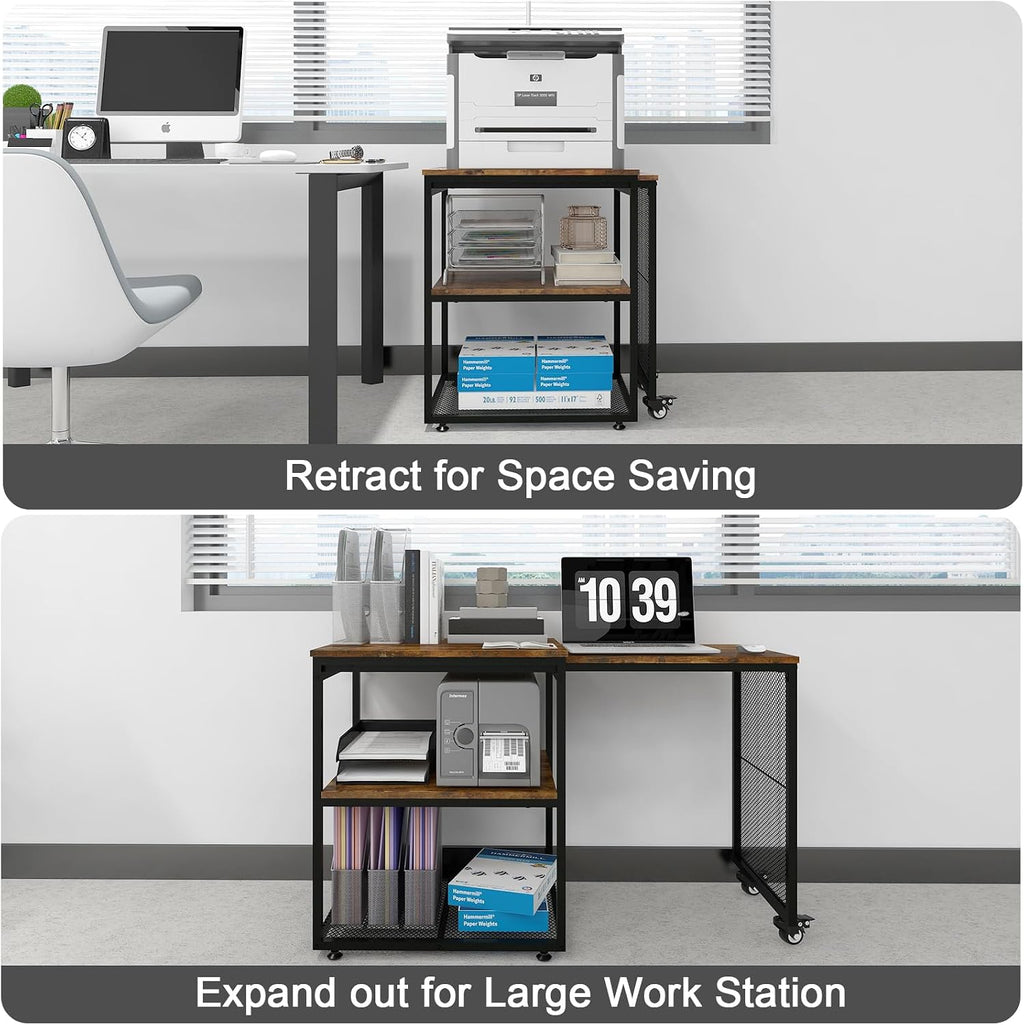 Natwind 24''x20'' Large Printer Stand,Extendable Home Craft Table,Retro
