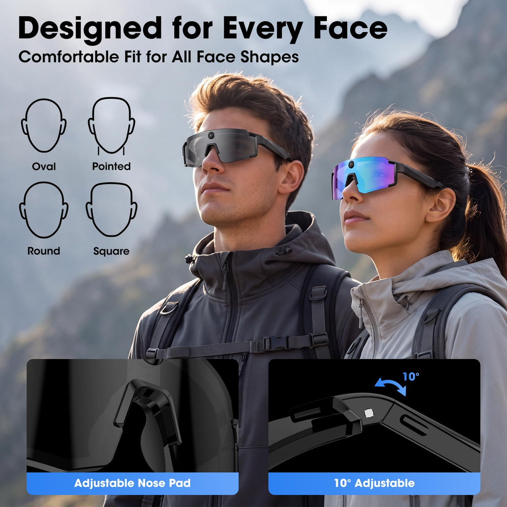 AI Smart Glasses with 32MP Camera, 4K Video Recording for Cycling & Hiking