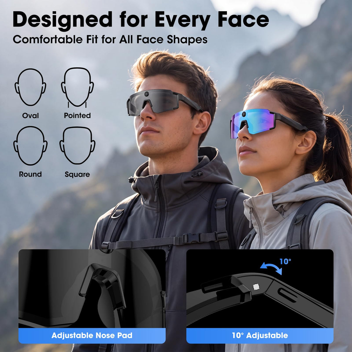 AI Smart Glasses with 32MP Camera, 4K Video Recording for Cycling & Hiking