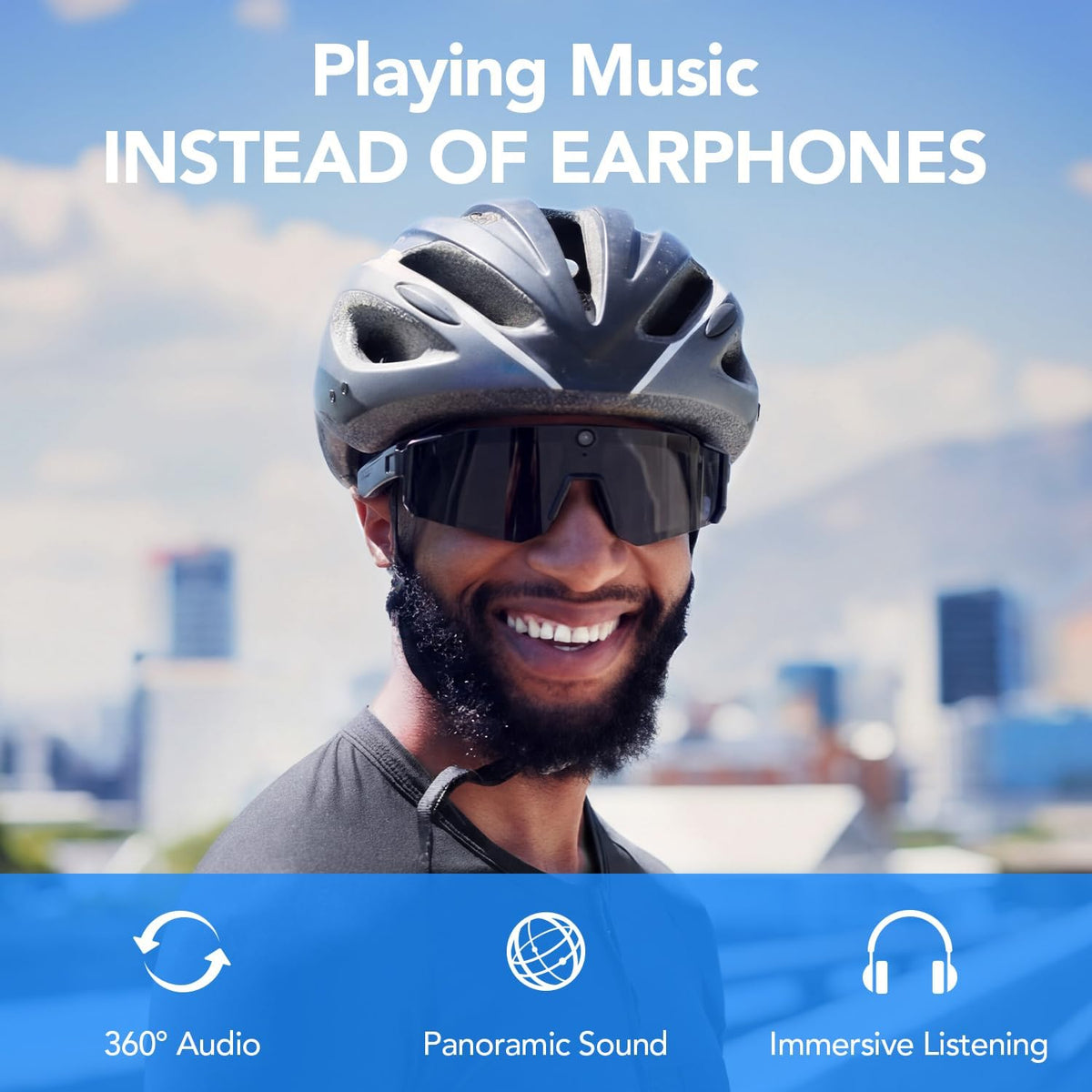Sporty AI Bluetooth Smart Glasses with Camera for Cycling & Hiking Unisex
