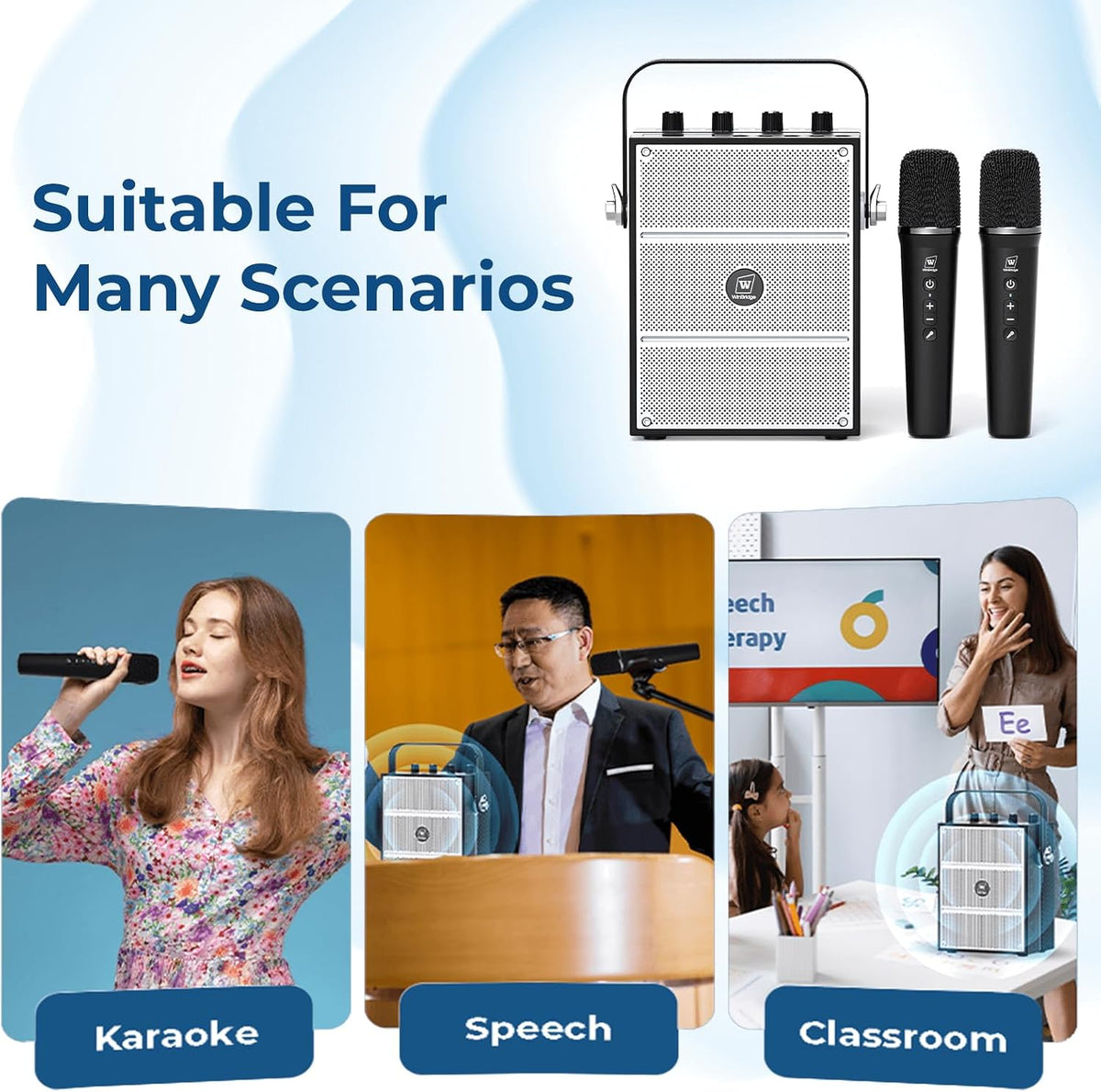 100W Powerful Voice Amplifier with 2 Wireless Microphones S99