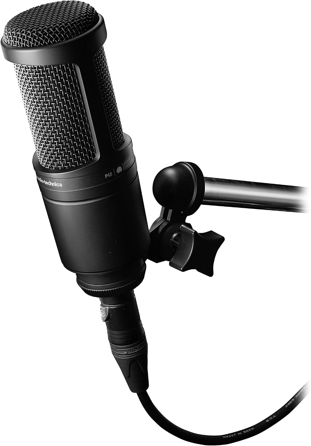 Audio-Technica AT2020 Cardioid Condenser Studio XLR Microphone, Ideal for Project/Home Studio Applications, Black