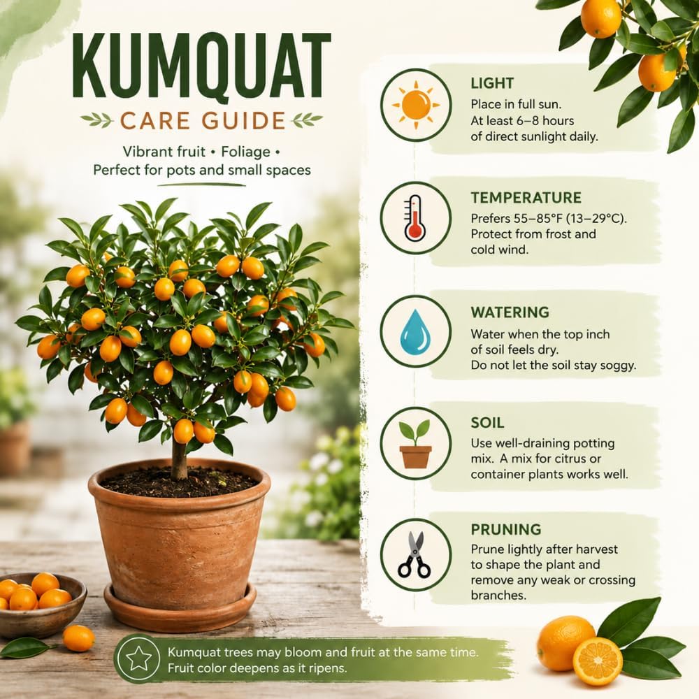 Meiwa Kumquat Tree, Kumquat Fruit Tree, 1-2 Ft Tall, 1 Gallon Pot