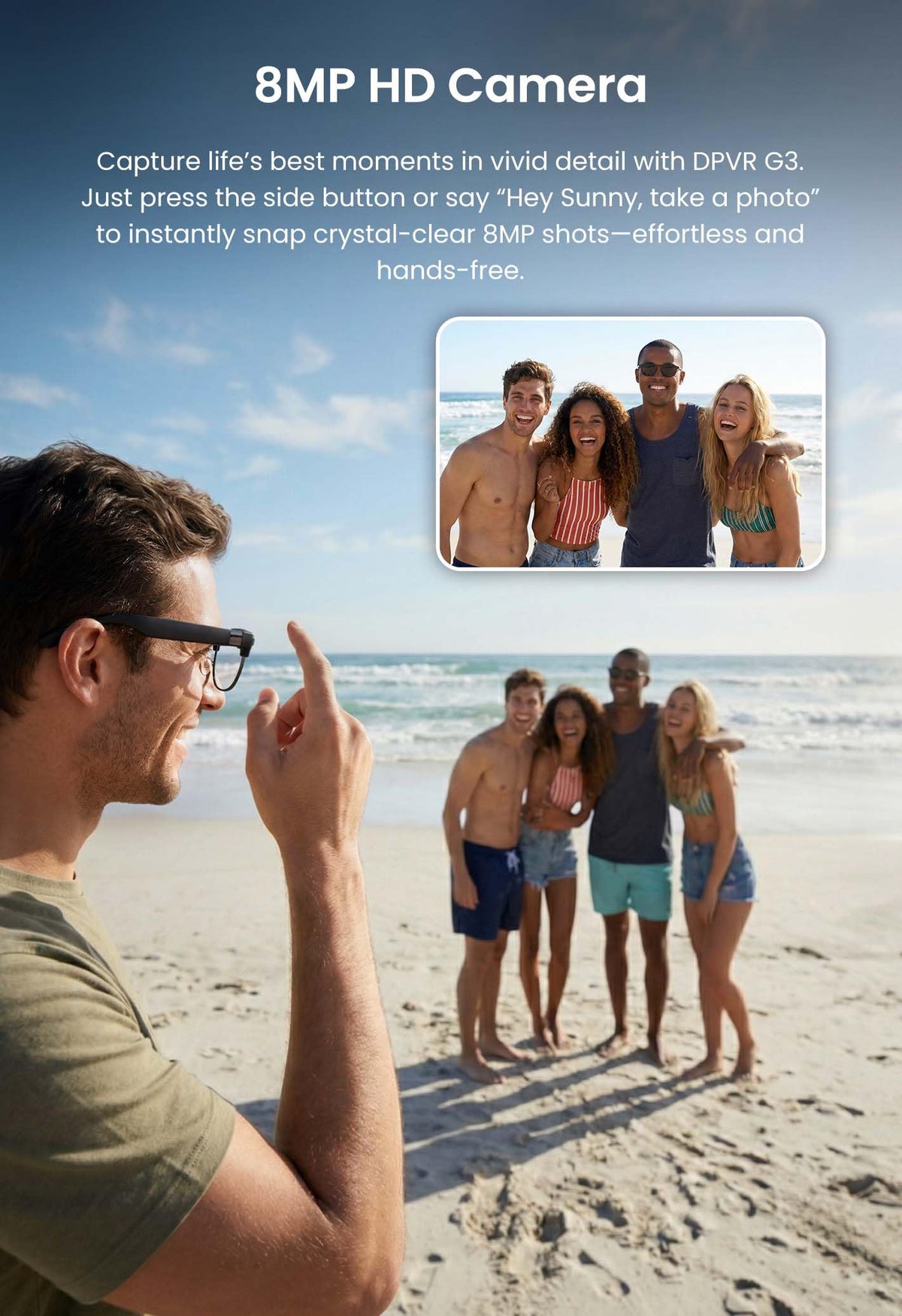 G5 AI Smart Glasses with Camera, 13MP Recording Glasses for Big Heads - XXL