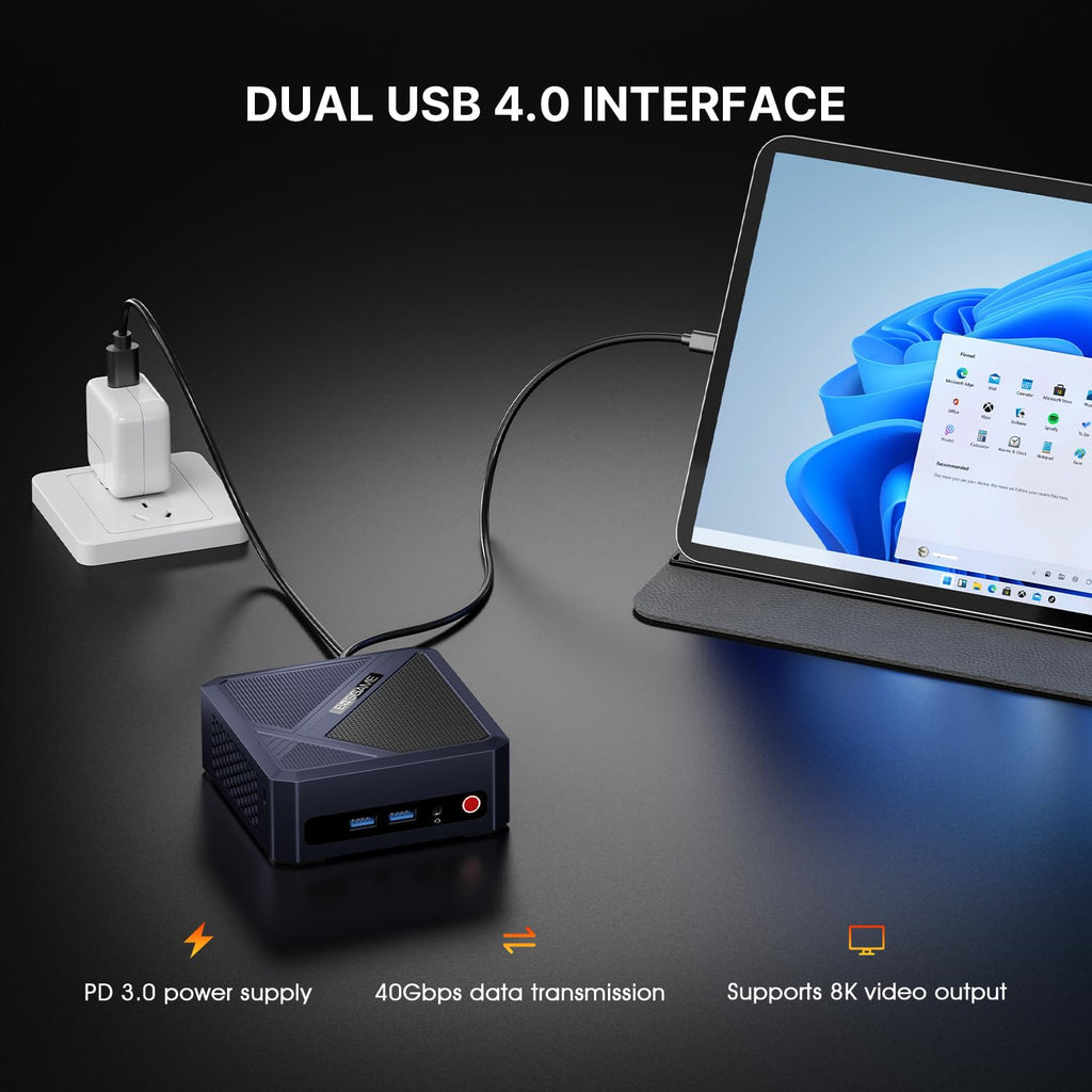 BOSGAME E4 Air Mini PC, AMD Ryzen 5 3500U 8GB DDR4 256GB SATA SSD