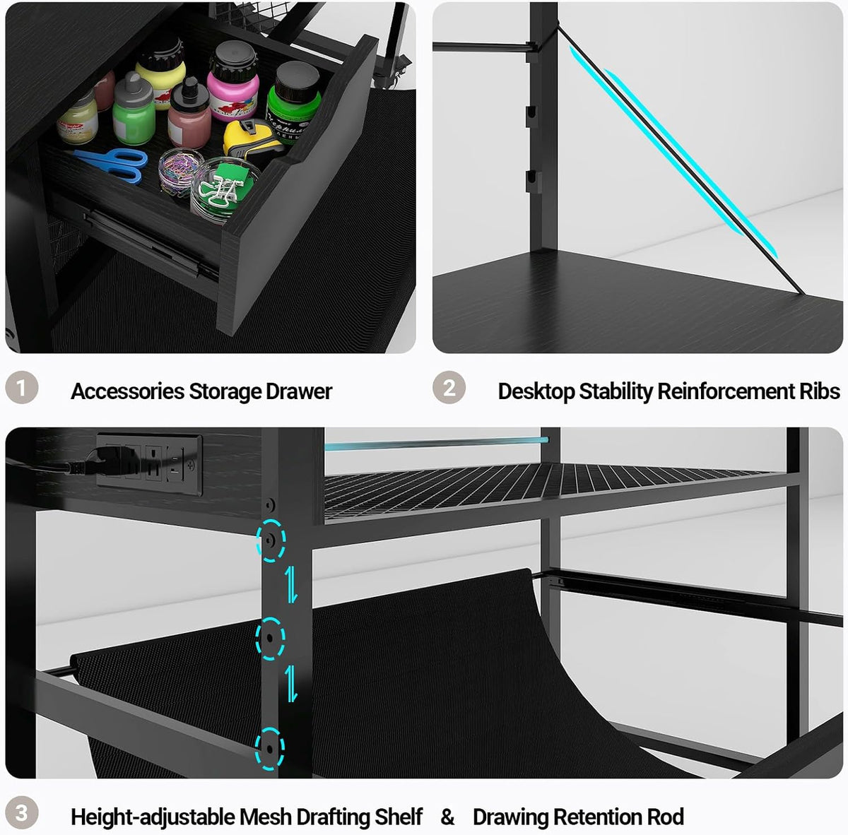 Natwind Wide Format Printer Stand, Plotter Workbench Table,Black