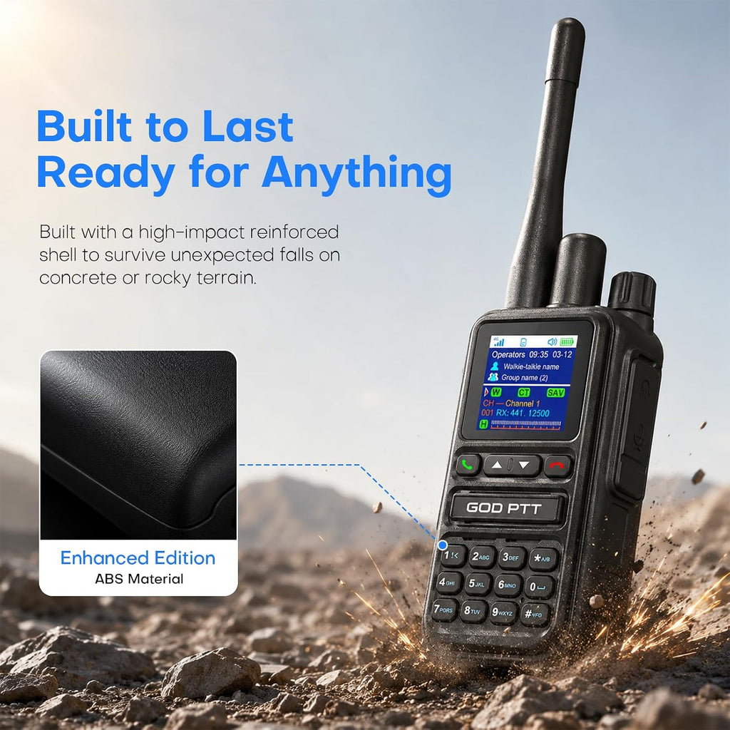 PoC+FRS Dual Mode 4G LTE Long Range Walkie Talkies, Blackï¼2-Pack
