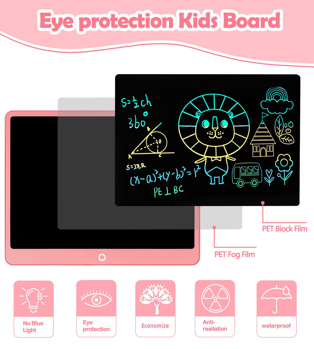 LCD Writing Tablet Doodle Board, 16inch Colorful Drawing Tablet Writing Pad, Kids Travel Essentials, Toddler Toys for 3 4 5 6 7 8 Year Old Girls Boys- Christmas and Birthday Gifts