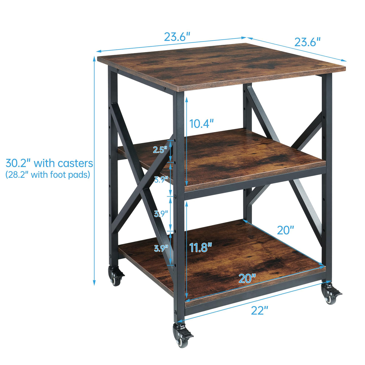 Fannova 23.6"x23.6"x30.1" Large Printer Stand with Adjustable Storage Shelf