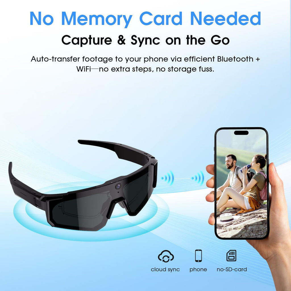 AI Smart Glasses with Camera for Cycling & Outdoor Sports - Blue