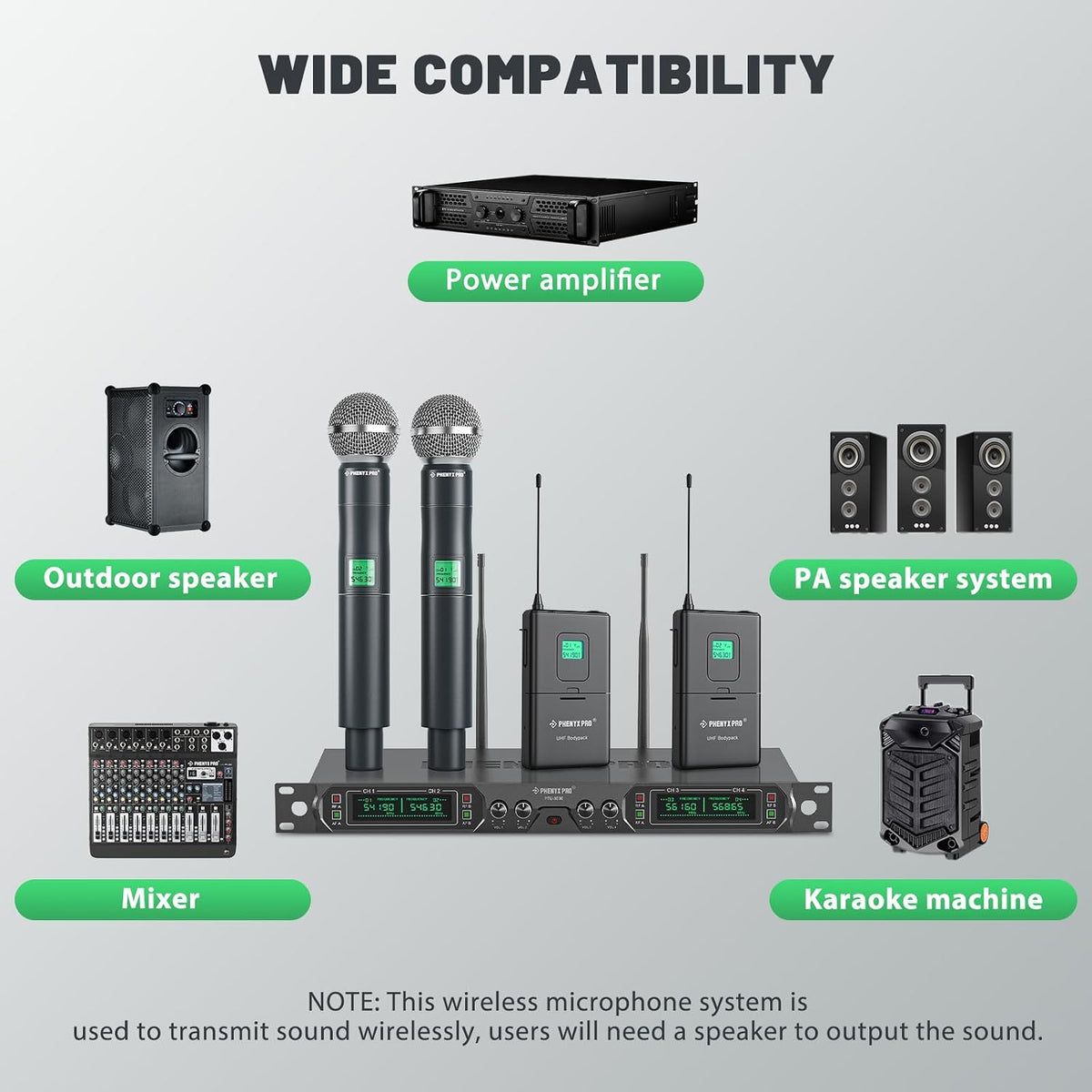 Phenyx Pro 4-Ch UHF Fixed Frequency Wireless Microphone PTU-5000-2H2B