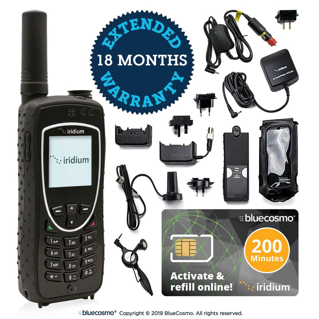 BlueCosmo Iridium Extreme Satellite Phone & 600 Minute 1 Year Global Prepaid SIM Card - Voice, SMS Text Messaging, GPS Tracking, Emergency SOS - Online Activation - 24/7