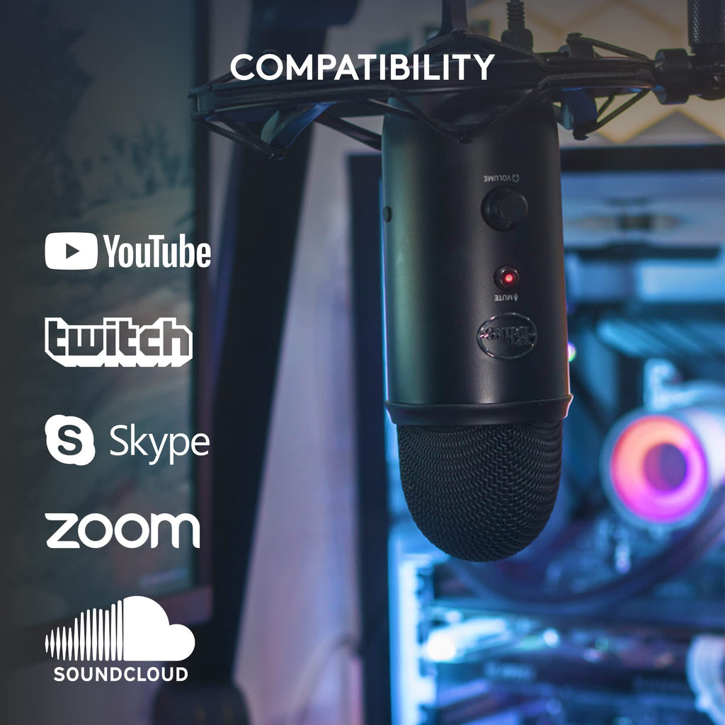 Logitech Creators Blue Yeti USB Microphone for PC, Mac, Gaming, Recording, Streaming, Podcasting, Studio and Computer Condenser Mic with Blue VO!CE Effects, 4 Pickup Patterns, Plug and Play - Silver