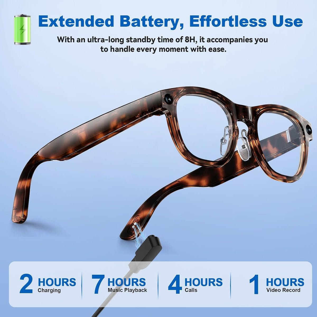 AI Smart Glasses with 8MP Camera, HD Photo & Video, Real-Time Translation, AI Assistant & Object Recognition, Photochromic Lenses, Bluetooth 5.4 Calls & Music, IP65 Waterproof, 7-8Hr Battery