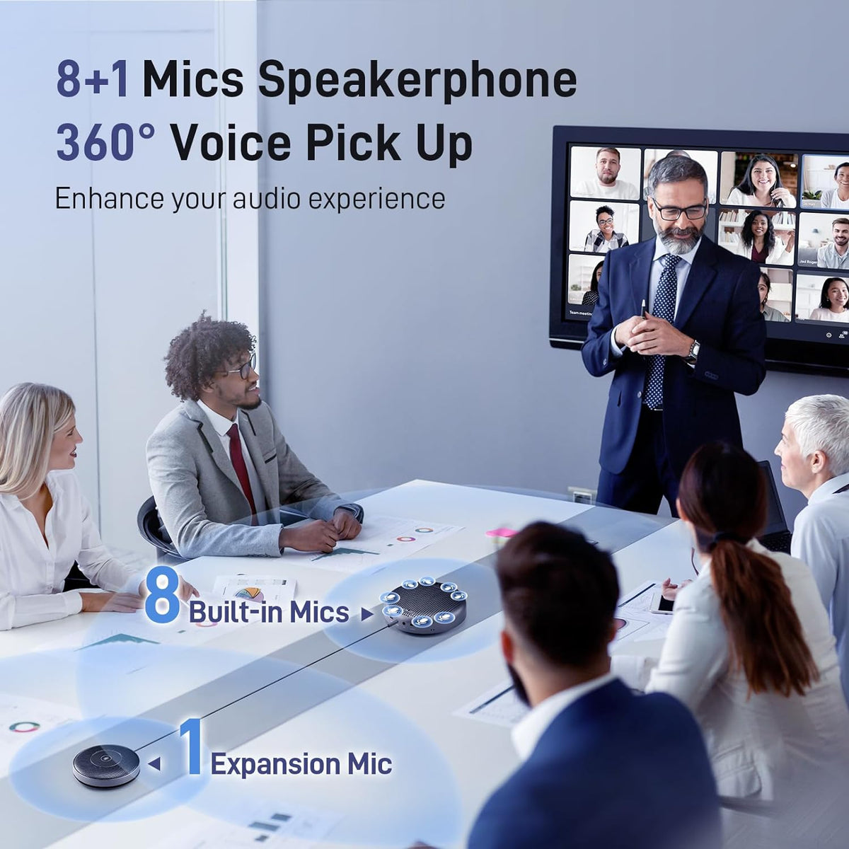 EMEET Luna Plus Kit Conference Speaker and Microphone with 8+1 Mics
