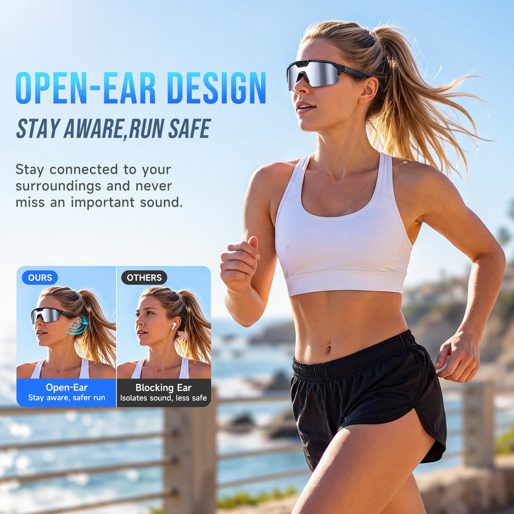 AI Smart Glasses with 35MP Camera,1200P EIS Video Recorder for Cycling