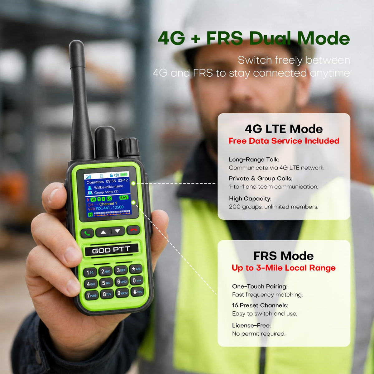 PoC+FRS Dual Mode 4G LTE Long Range Walkie Talkies, Blackï¼2-Pack
