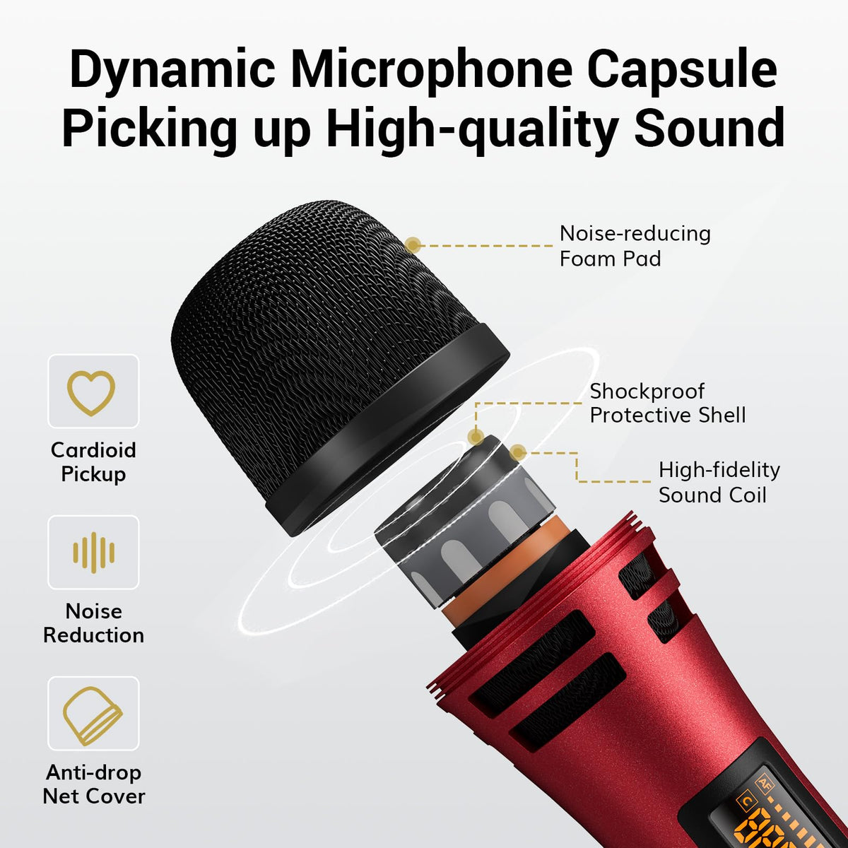 TONOR Wireless Microphone System, Handheld Mic Set with Headset/Lapel Mics