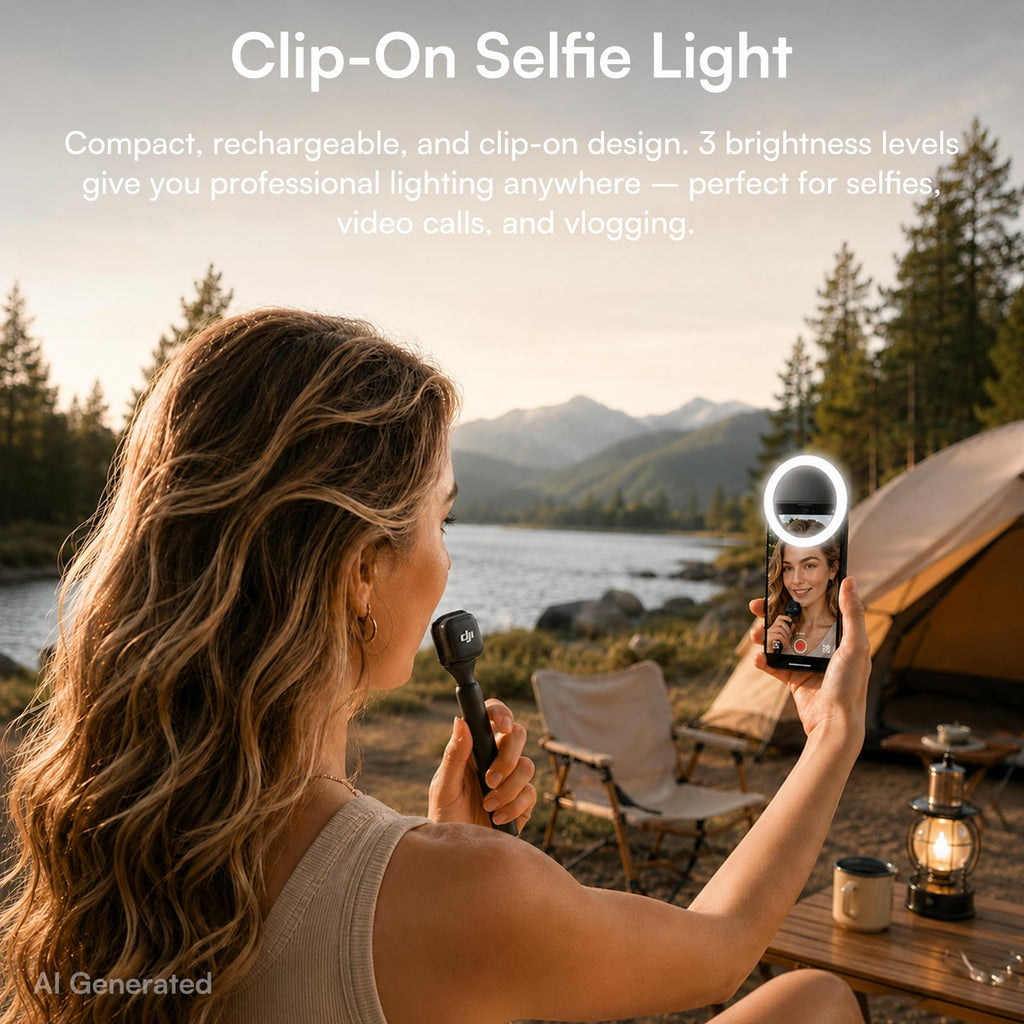 DJI Mic Mini Combo + Silicone Case + Colorful Wind Muff + Selfie Light