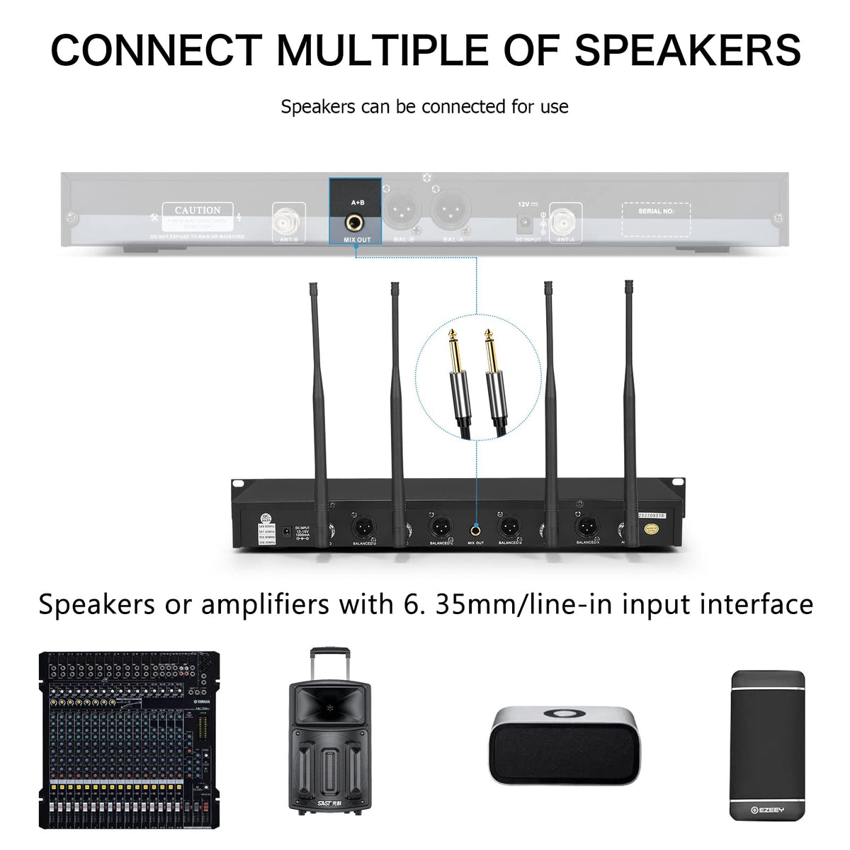 MicrocKing 4 Channel UHF Wireless Microphone System, 4 Handheld Wireless Microphones with Receiver, 400ft Long Range, Professional Dynamic Mic Set for Church, Conference, Wedding, Karaoke and Speech