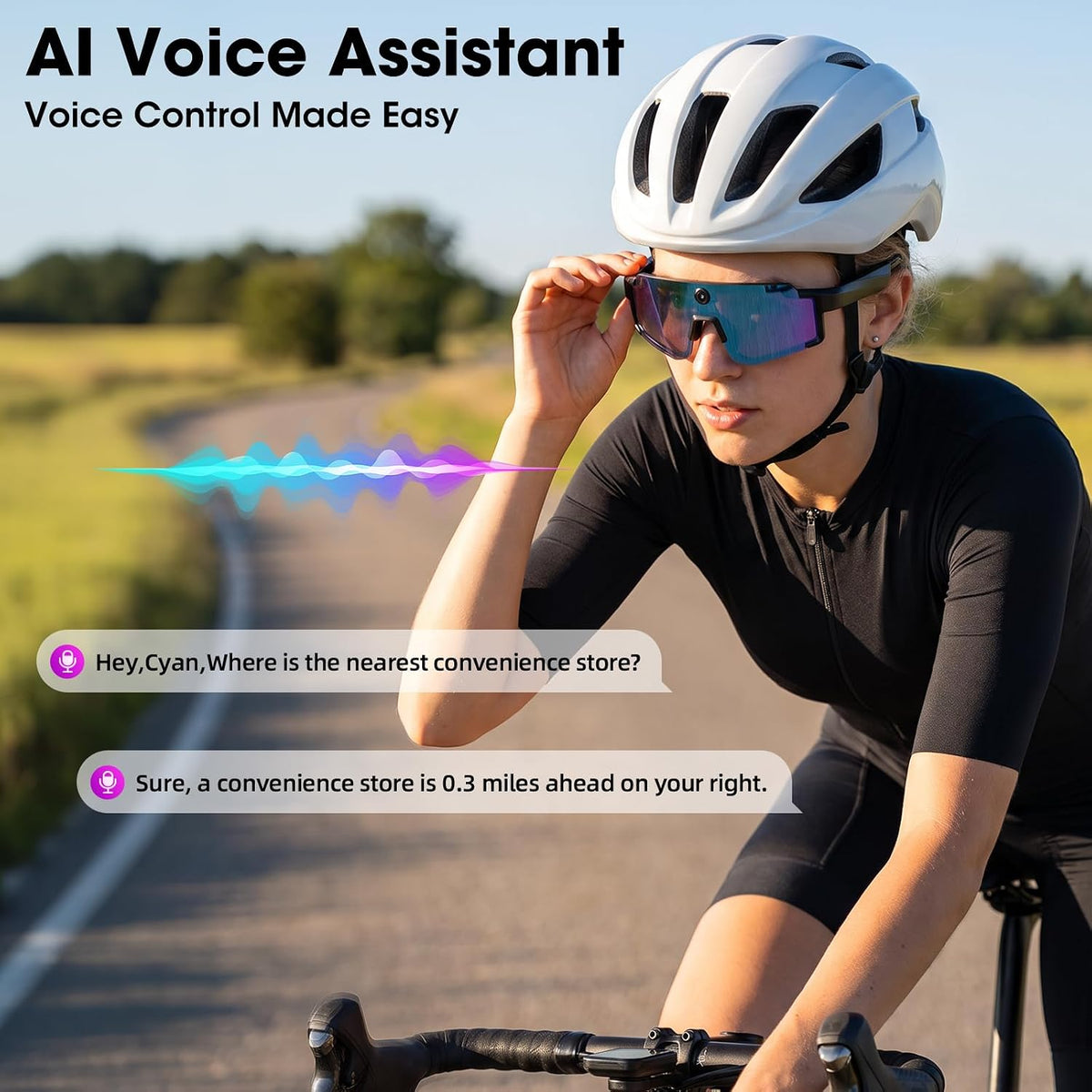 AI Smart Glasses with 32MP Camera, 4K Video Recording for Cycling & Hiking