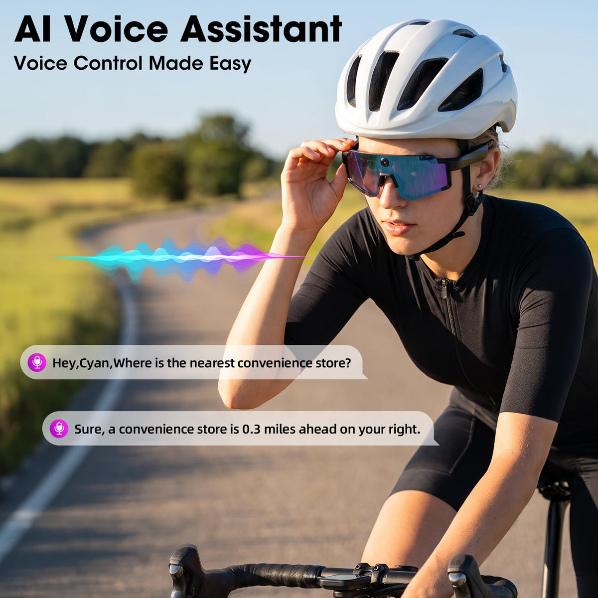 AI Smart Glasses with 32MP Camera, 4K Video Recording for Cycling & Hiking